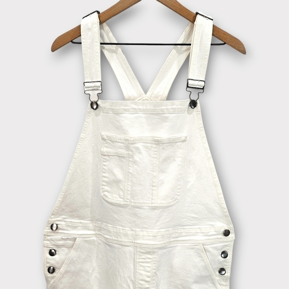 Frame Les Garcon White Denim Overalls Large - Picture 3 of 10